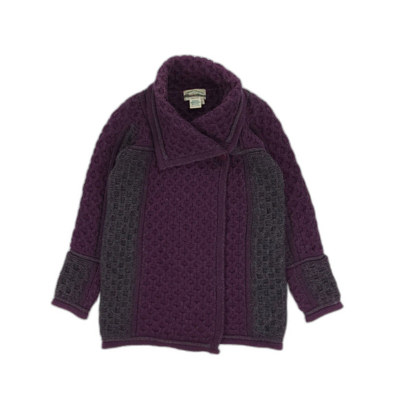 Aran Crafts Sweaters - ARAN CRAFTS Two Tone Merino Wool Cardigan Sweater Boho Lagenlook Heritage Lagom